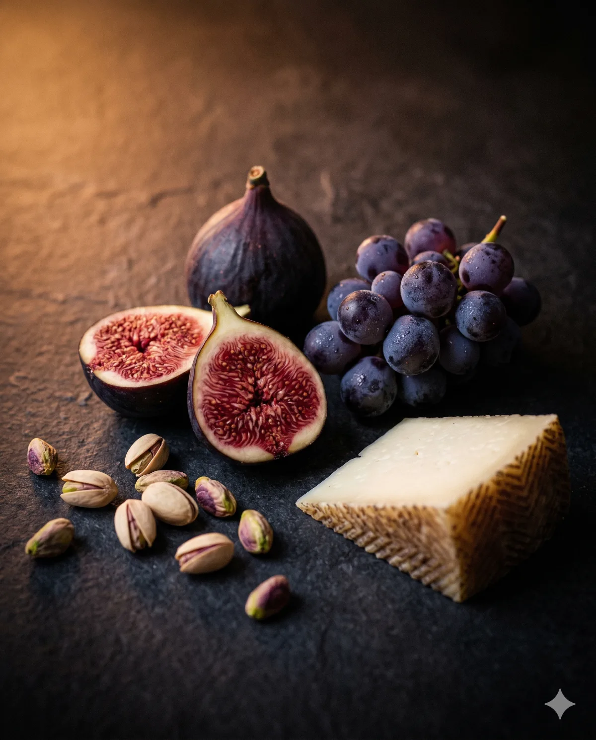 Figs, grapes, pistachios